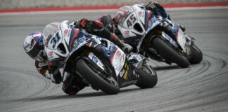 Garrett Gerloff (31) and Bonovo Action BMW teammate Scott Redding (45) at Catalunya. Photo courtesy BMW Motorrad Motorsport.