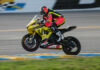 Hayden Gillim (95) at speed on his Vesrah Racing Suzuki GSX-R750. Photo by Brian J. Nelson, courtesy Vesrah Racing.