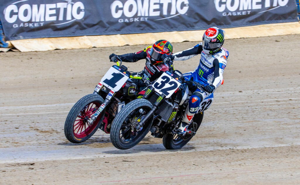 Jared Mees (1) and Dallas Daniels (32) in action at Senoia Raceway. Photo by Tim Lester, courtesy AFT.