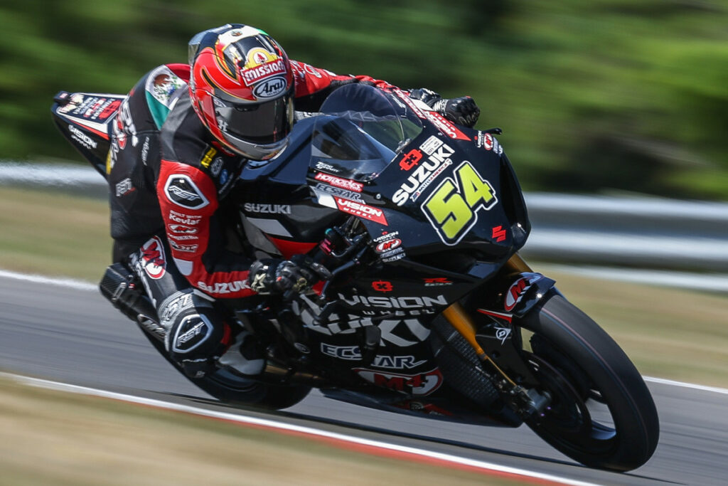 2020 Supersport Champion Richie Escalante (54) aims for 2024 to be a breakthrough year in Superbike. Photo by Brian J. Nelson, courtesy Suzuki Motor USA, LLC.