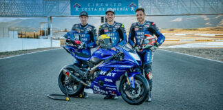 YART Yamaha riders Marvin Fritz (left), Karel Hanika (center), and Niccolo Canepa (right). Photo courtesy YART Yamaha.