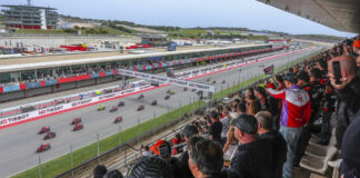The start of the MotoGP race at Algarve International Circuit, in Portimao, Portugal. Photo courtesy Dorna.