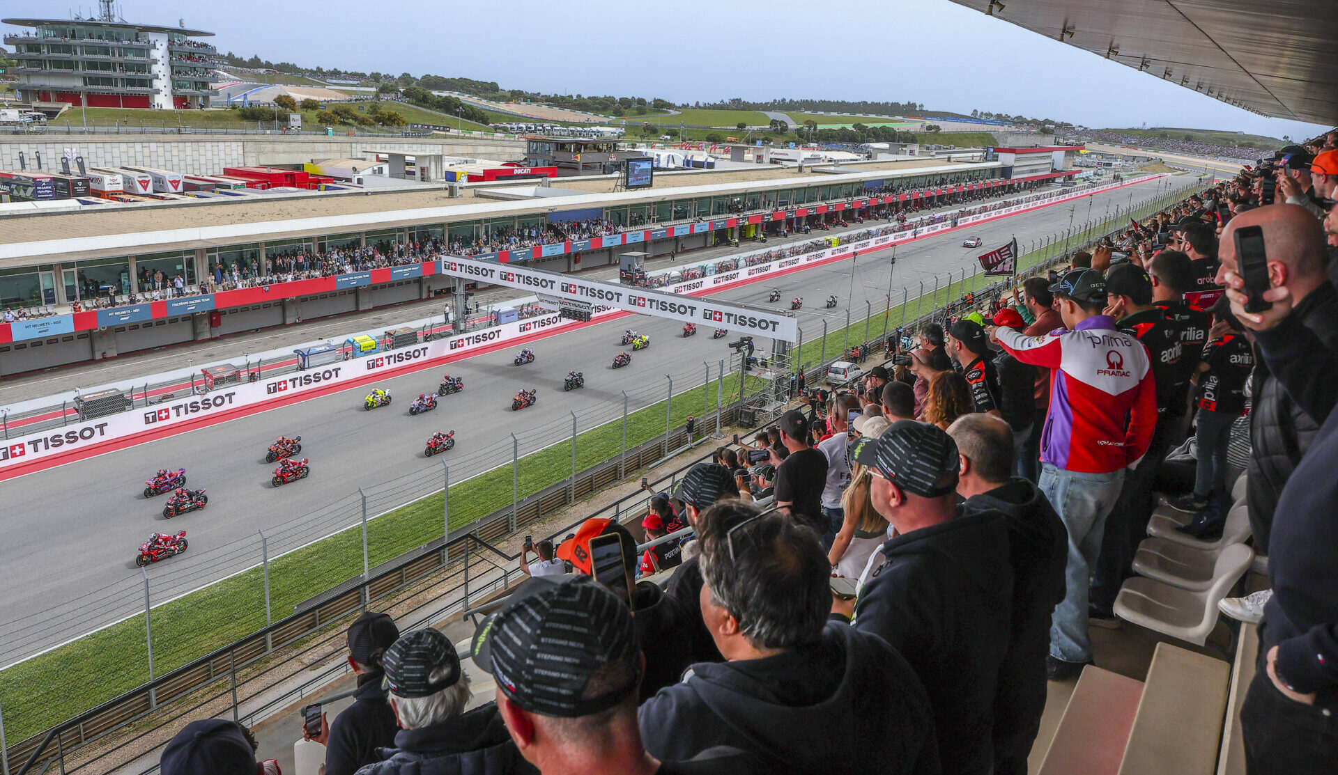 The start of the MotoGP race at Algarve International Circuit, in Portimao, Portugal. Photo courtesy Dorna.