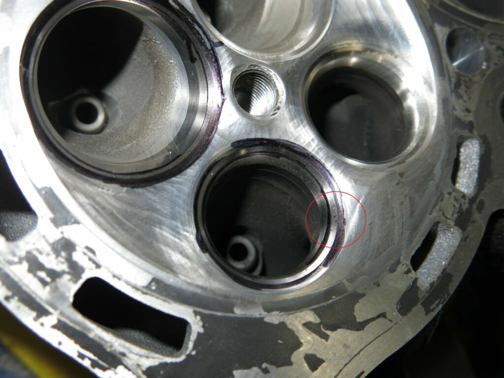A close-up showing some of the wear inside Army of Darkness' Yamaha YZF-R1 engine. Photo courtesy Army of Darkness.