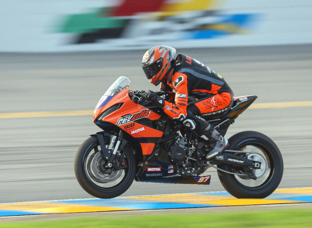 RevZilla/Motul/Vance & Hines Suzuki’s Rocco Landers (97) plans to extend his Daytona success on the GSX-8R. Photo by Brian J. Nelson.