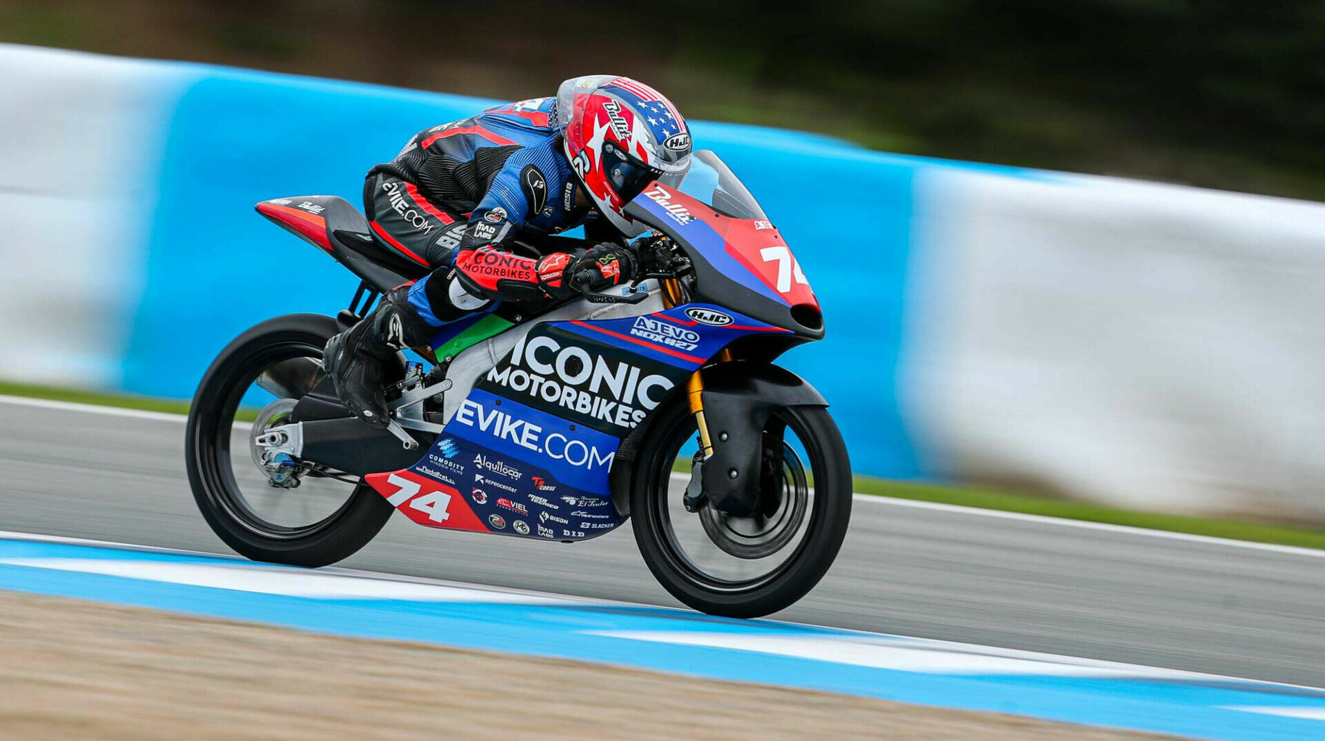 American Kensei Matsudaira (74) took a top-five finish in his ESBK PreMoto3 debut at Jerez. Photo by Benaisa Photography, courtesy Ajevo Nox#27 Racing Team.