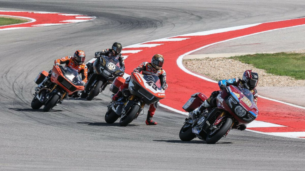 Tyler O'Hara (29) leads the four-way scrap for third in race two with James Rispoli (43), Hayden Gillim (1), and Bobby Fong (50) giving chase. Rispoli ended up getting the final spot on the podium. Photo by Brian J. Nelson.