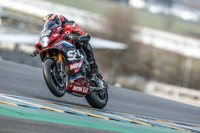 Yoshimura SERT Motul (12) during pre-season testing at Le Mans. Photo courtesy Yoshimura SERT Motul.