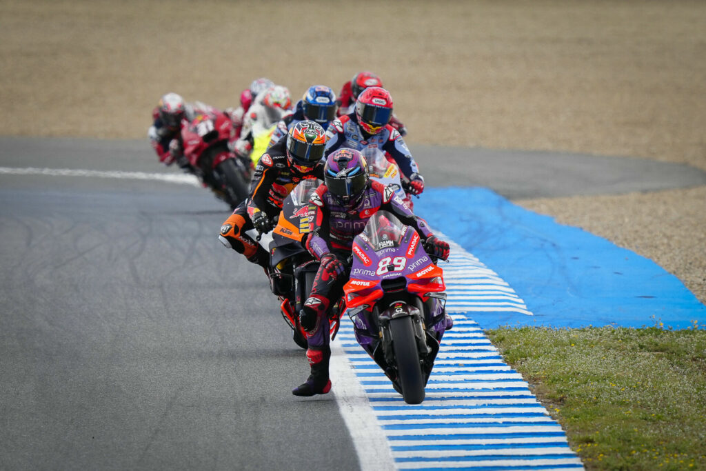 Jorge Martin (89) leading the MotoGP Sprint Race at Jerez. Photo courtesy Dorna.