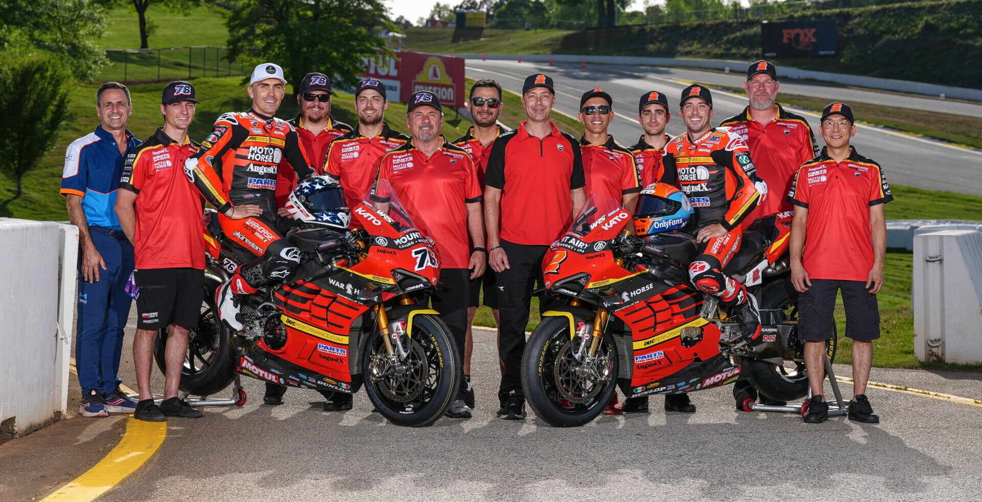 Josh Herrin (2), Loris Baz (76), and the entire Warhorse HSBK Racing Ducati Superbike team. Photo by Brian J. Nelson.