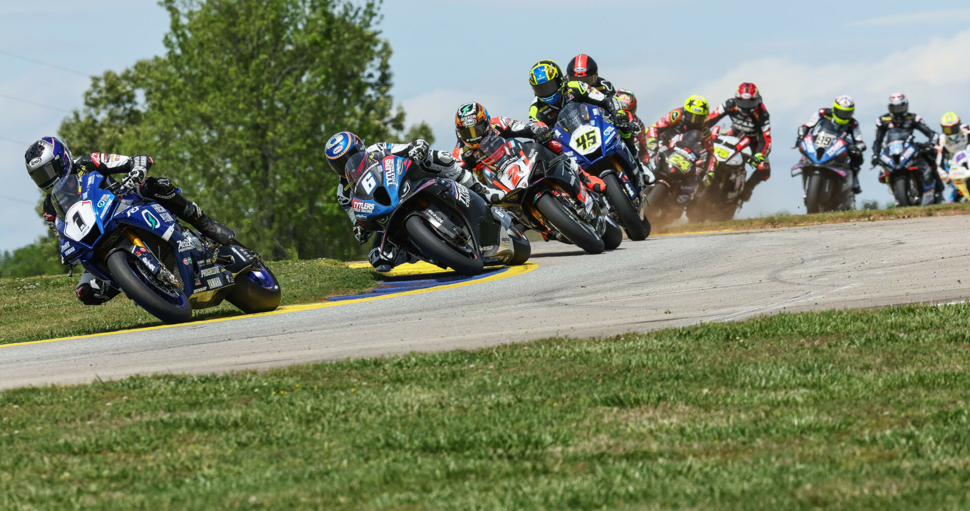 The boys are back in town: Jake Gagne (1), Cameron Beaubier (6), Josh Herrin (2), Cameron Petersen (45) and the rest of the Steel Commander Superbike class will begin its season at Michelin Raceway Road Atlanta, April 19-21. Photo by Brian J. Nelson.