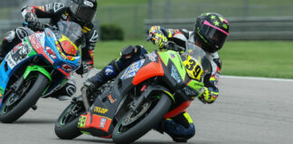 Yandel Medina (39) leading Max Van (48) on track during the 2023 season. Photo by Brian J. Nelson.