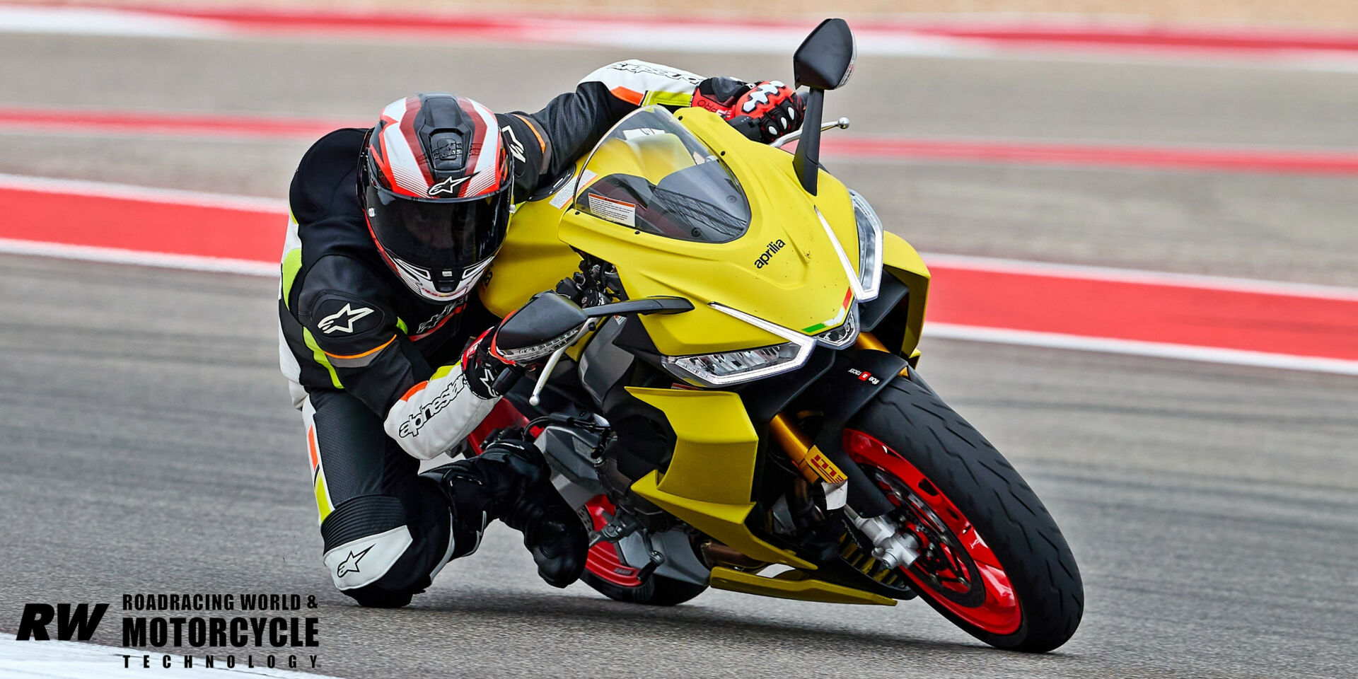 The author wearing the Alpinestars Tech-Air 7X system at an Aprilia Racer Days event held in conjunction with RideSmart Motorcycle School at Circuit of The Americas. Photo courtesy Alpinestars.