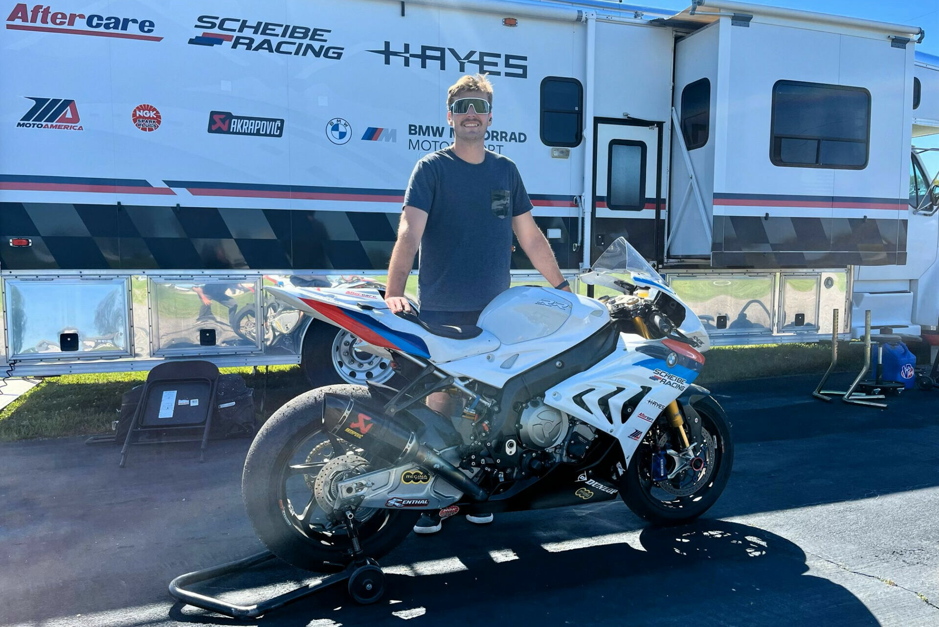 Ezra Beaubier and his new Aftercare Scheibe Racing BMW S 1000 RR Superbike. Photo courtesy Aftercare Scheibe Racing.