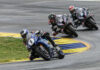 Jake Gagne (1) leads JD Beach (95) and Cameron Beaubier (6) in MotoAmerica Superbike Race Two at Road Atlanta. Photo by Brian J. Nelson, courtesy Yamaha.