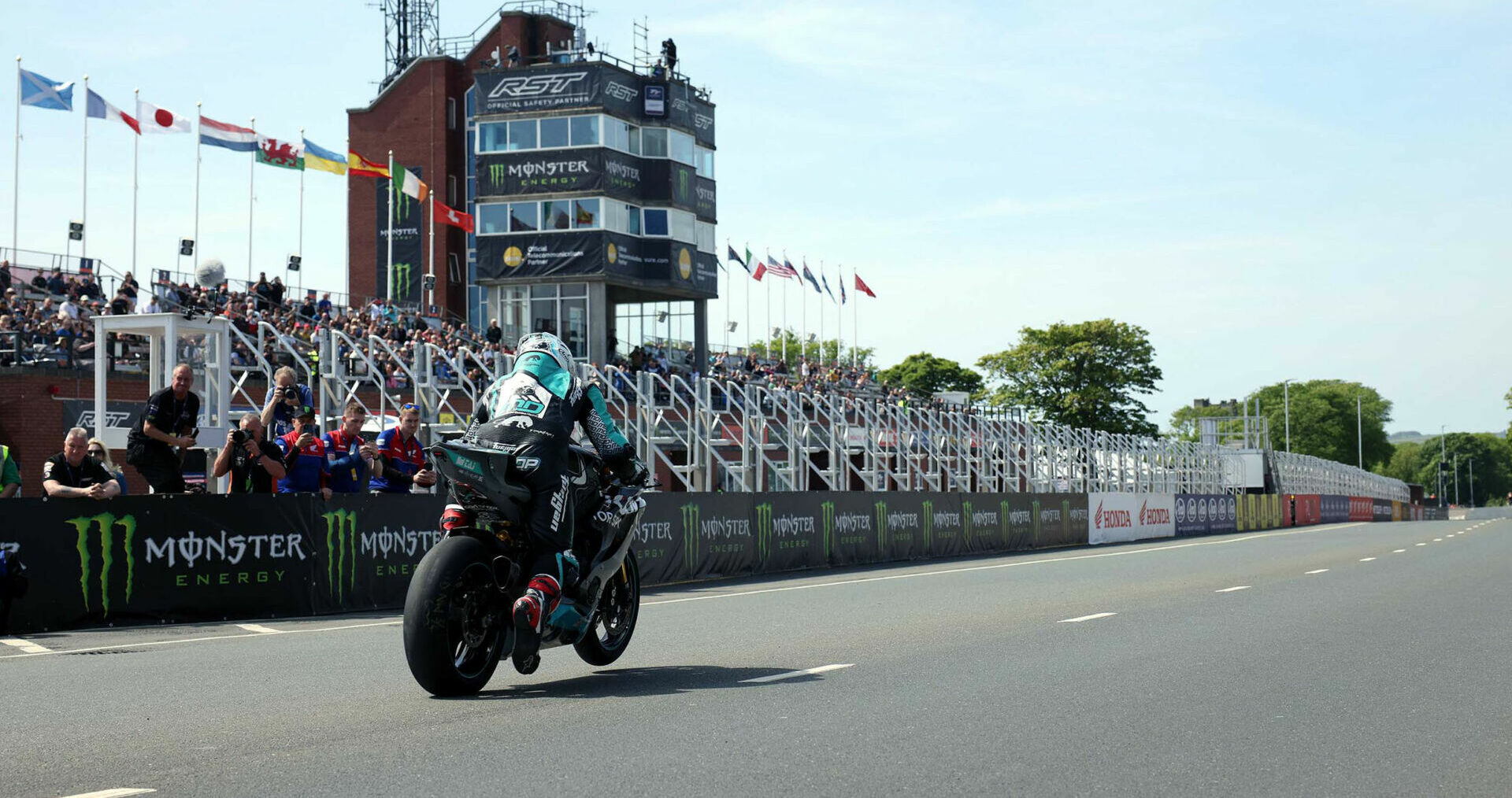 Michael Dunlop launching his Supersport bike at the 2023 Isle of Man TT. Photo courtesy Isle of Man TT Press Office.