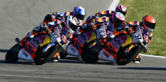 Brian Uriarte (51), Alvaro Carpe (83), Marco Morelli (95), and the rest fight for the lead in Race Two. Photo courtesy Red Bull.