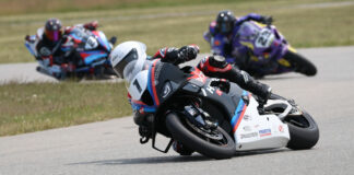 The only three Superbike riders to score a lap led bonus during the 2023 CSBK season - Ben Young (1), Alex Dumas (23), and Sam Guerin (2). Bridgestone CSBK have revised the points structure for 2024 with the removal of the two-point bonus for leading a lap during a race. Photo by Rob O'Brien, courtesy CSBK.