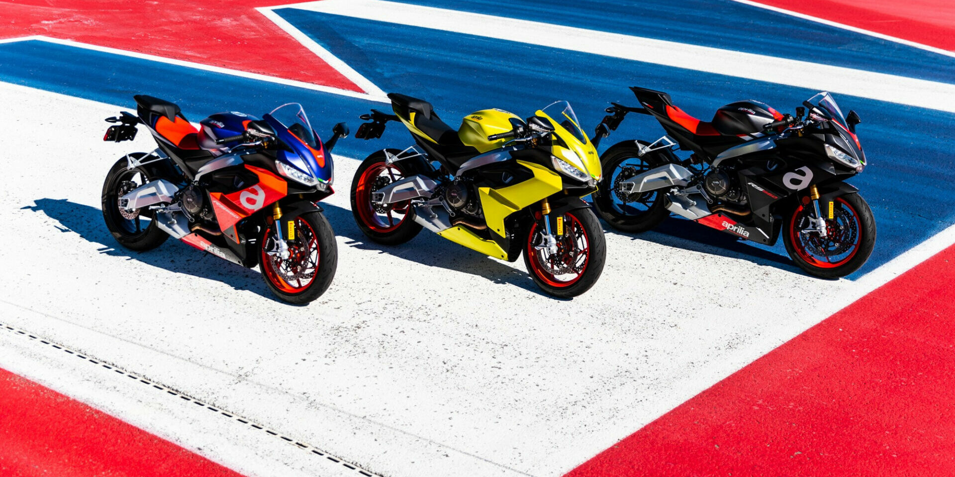 Aprilia RS 660 sportbikes at Circuit of The Americas, one of the tracks where RideSmart Motorcycle School operates. Photo courtesy Aprilia.