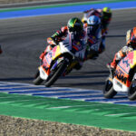 American Kristian Daniel Jr. (70) battles for a top-10 position with Ruche Moodley (11), Rico Salmela (27), and Valentin Perrone (73) at Jerez. Photo courtesy Red Bull.