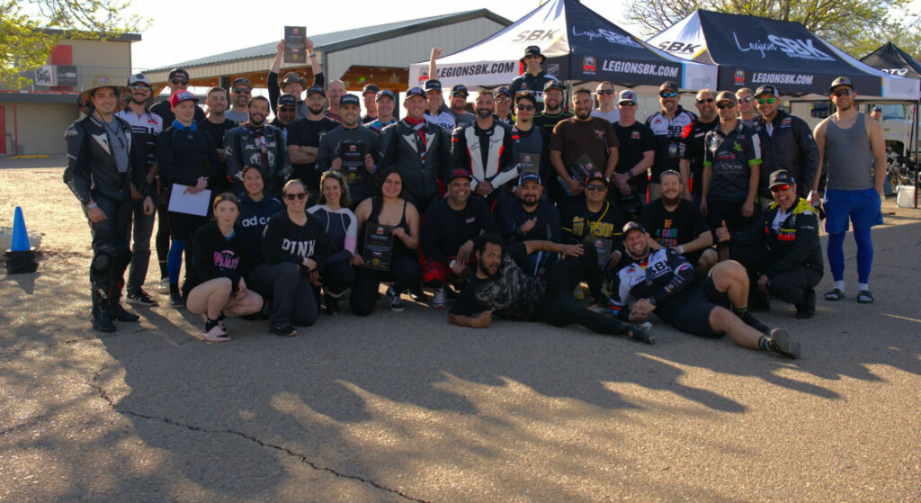 LegionSBK Race Academy graduates, coaches, and staff at Pueblo Motorsports Park. Photo by Kelly Vernell, courtesy LegionSBK.