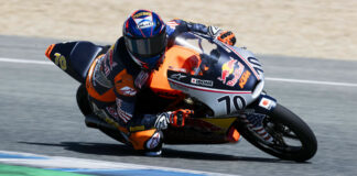 American Kristian Daniel Jr. (70) in action at the Red Bull MotoGP Rookies Cup test at Jerez. Photo courtesy Red Bull.