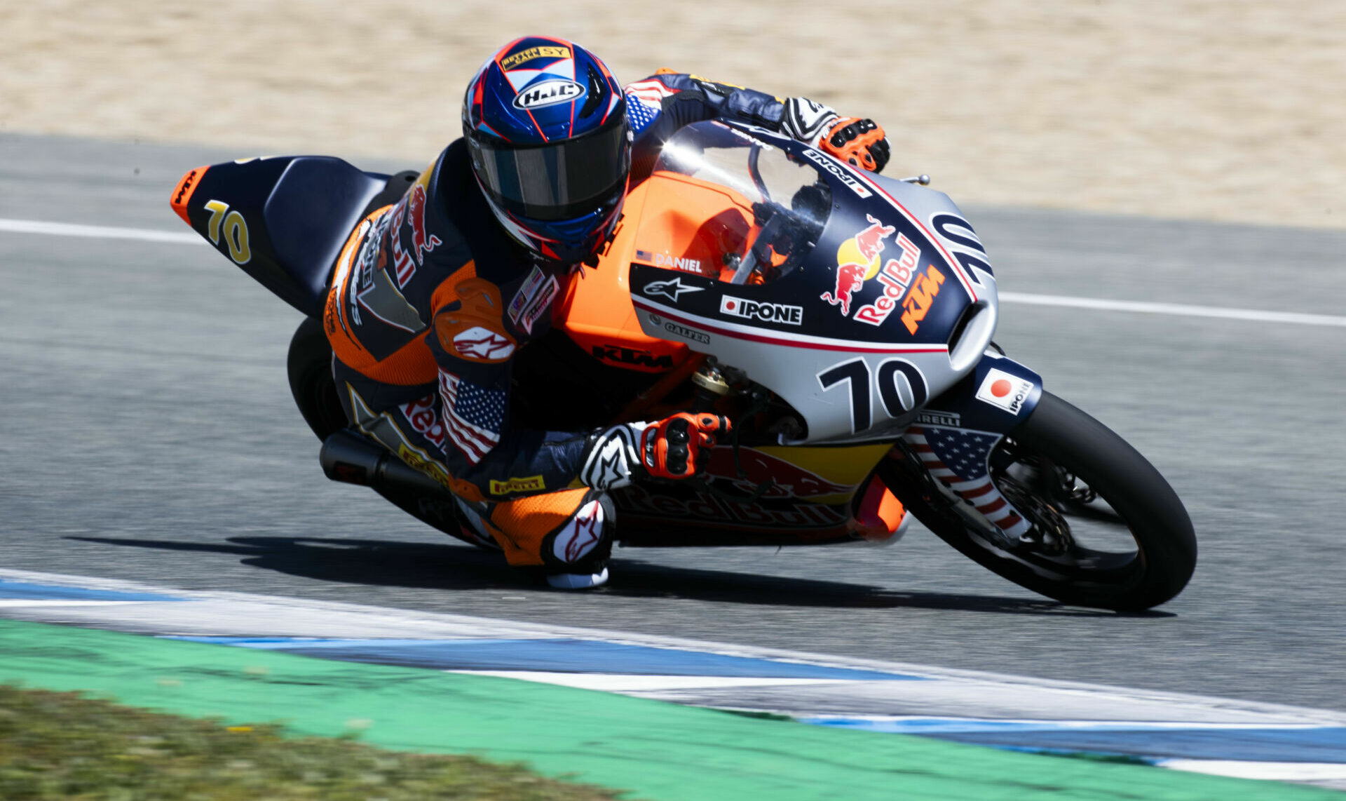 American Kristian Daniel Jr. (70) in action at the Red Bull MotoGP Rookies Cup test at Jerez. Photo courtesy Red Bull.