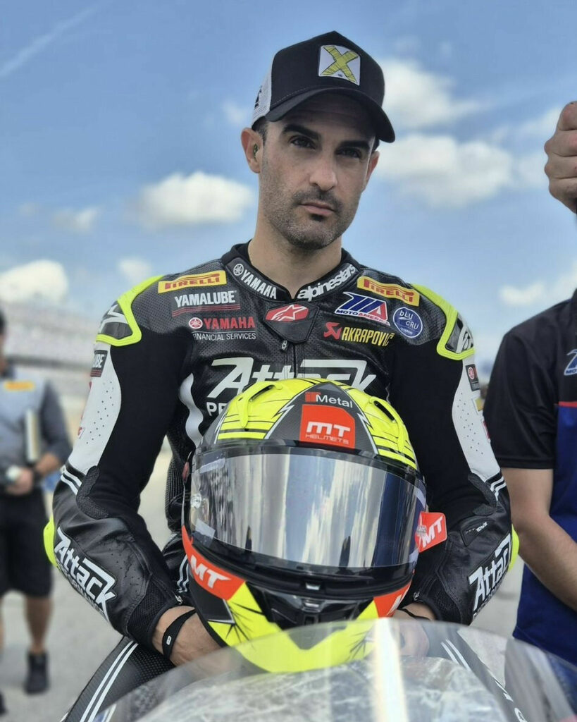 Xavi Fores on the grid at the 2024 Daytona 200. Photo courtesy MT Helmets.