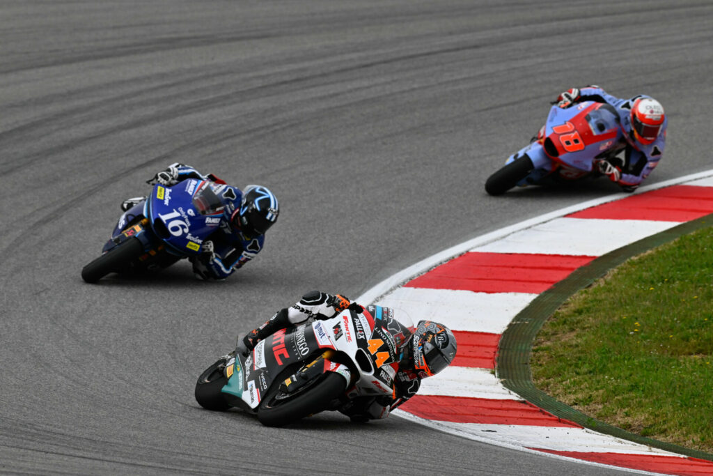 Aron Canet (44) leads Joe Roberts (16) and Manuel Gonzalez (18). Photo courtesy Dorna.