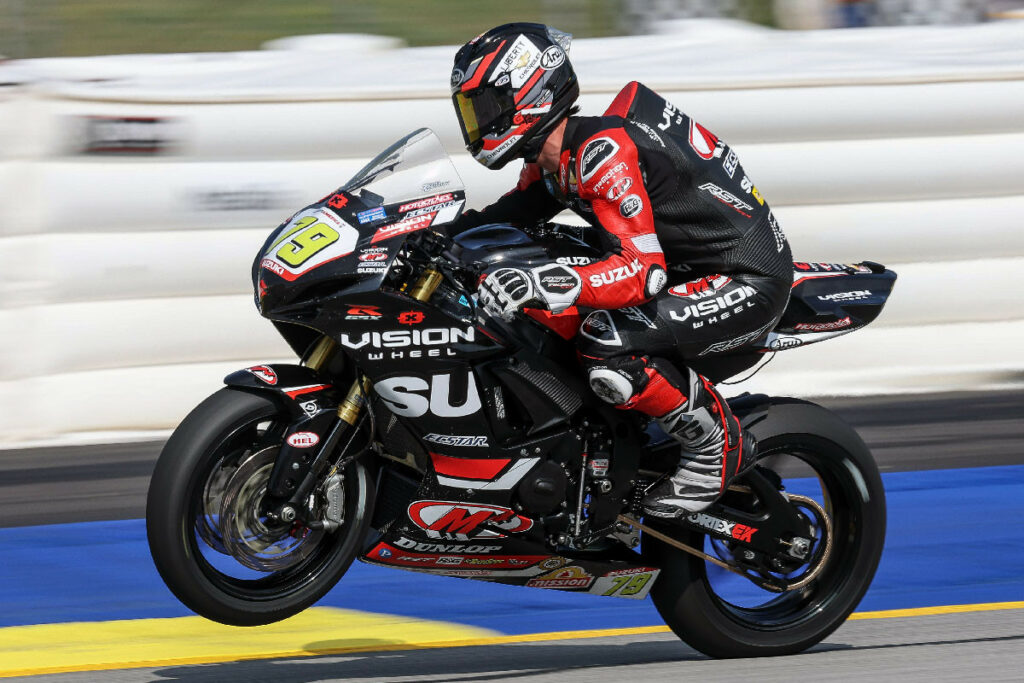 Teagg Hobbs (79) delivered a pair of top-ten results in Supersport. Photo by Brian J. Nelson, courtesy Suzuki Motor USA, Inc.