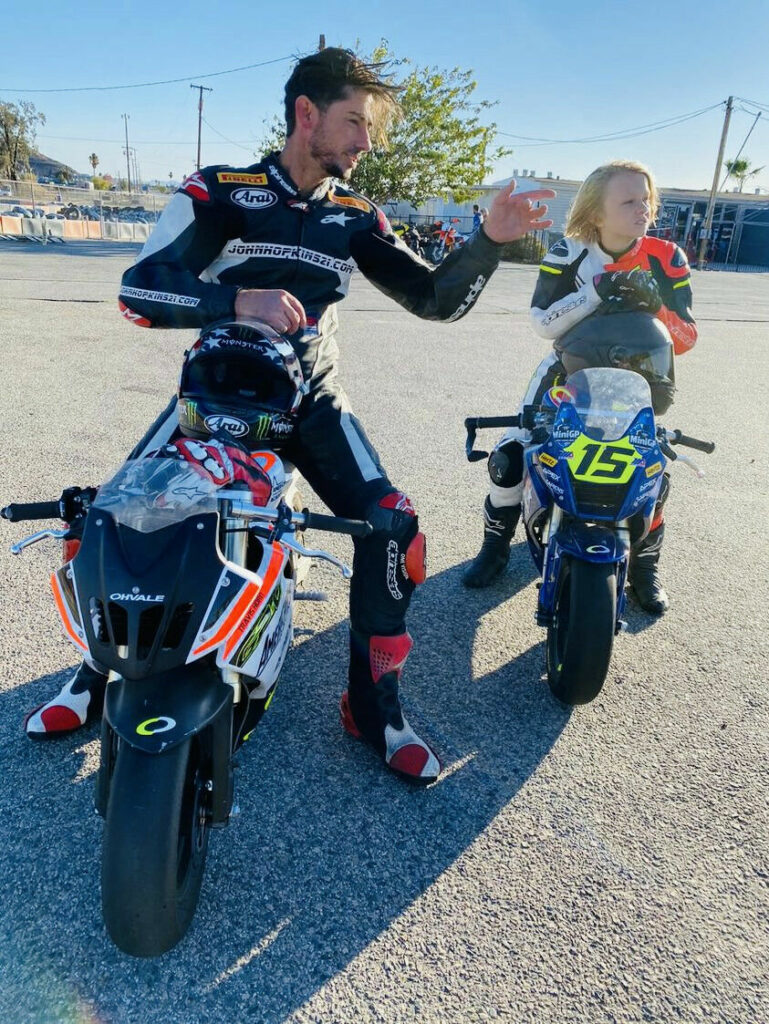 John Hopkins (left), the Managing Director of Ohvale USA, with Kruz Maddison (right), the son of FMX rider Robbie Maddison. Photo courtesy Ohvale USA.