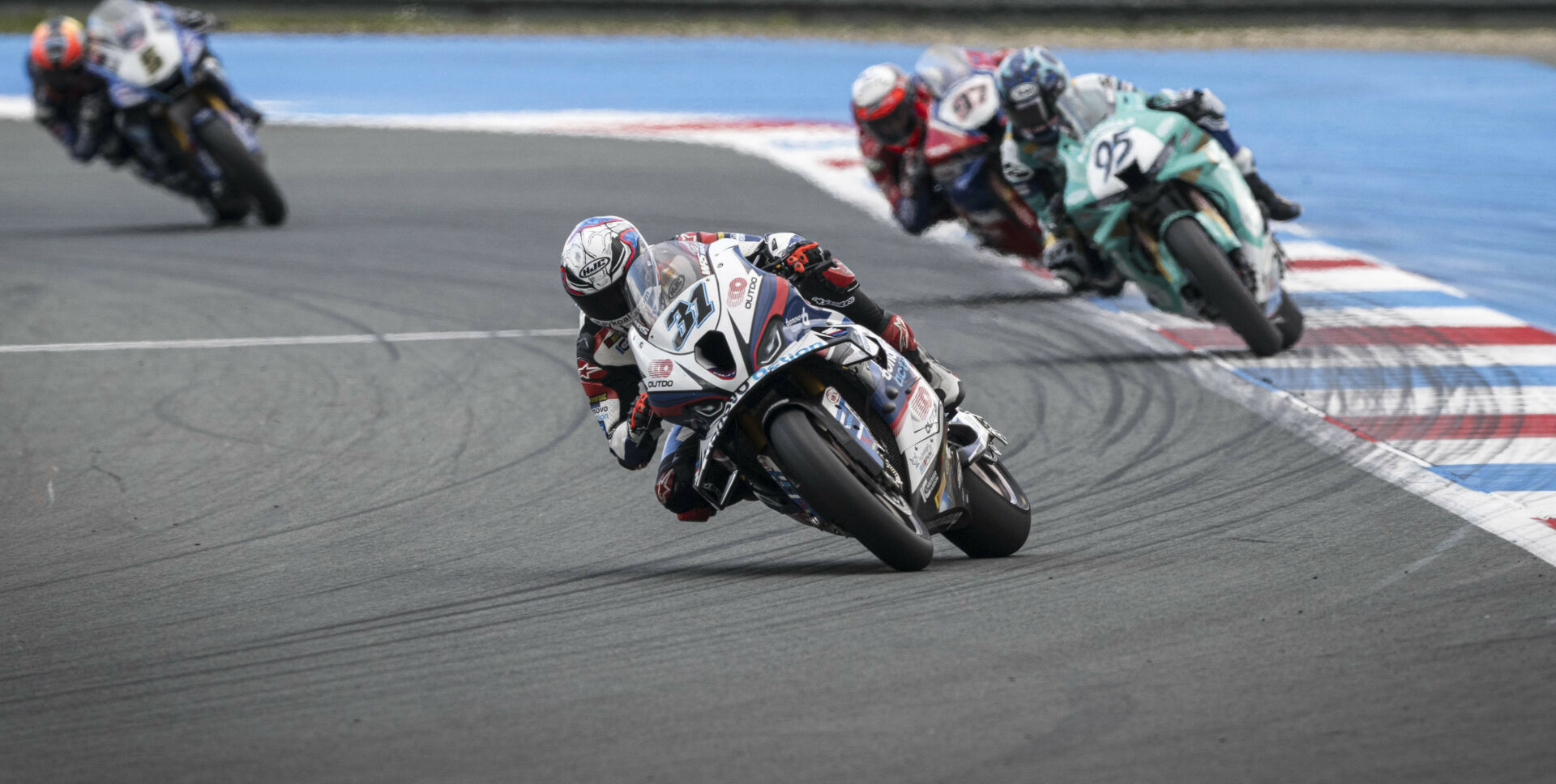 Garrett Gerloff (31) mid-race on his Bonovo Action BMW M 1000 RR at TT Circuit Assen. Photo courtesy BMW Motorrad Motorsport.