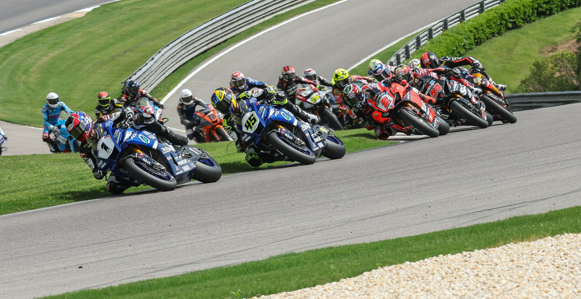 The start of MotoAmerica Superbike Race One at Barber Motorsports Park in 2023. Photo by Brian J. Nelson.