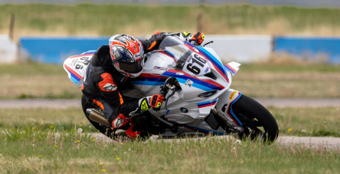 Brad Hendry (616) won the premier Race of the Rockies at the 2024 MRA season-opening event at High Plains Raceway. Photo by Heather McClaine, courtesy MRA.