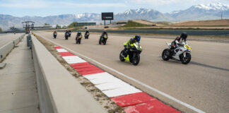 Riders battle for position during Round 1 of the Utah Motorcycle Law Masters of the Mountains race series. Photo by Drive-By Shootings Photography, courtesy UtahSBA.
