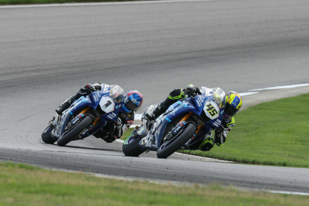 Cameron Petersen (45) and Jake Gagne (1). Photo courtesy Yamaha Motor Corp., U.S.A.
