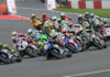 Ryan Vickers (7) leads the start of British Superbike Race One. Photo courtesy MSVR.