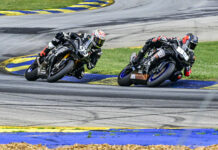 Alpha Omega Rollers (89) leads Army of Darkness (99) at Road Atlanta. Photo courtesy N2 Racing.