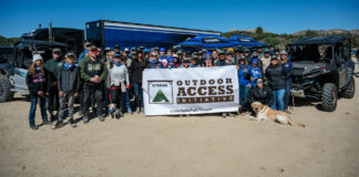 Volunteers from Yamaha Motor Corp., U.S.A. and the Southern California Mountains Foundation (SCMF) at a clean-up event at the Pinnacles OHV Staging Area in the San Bernardino National Forest, in Southern California. Photo courtesy Yamaha Motor Corp., U.S.A.