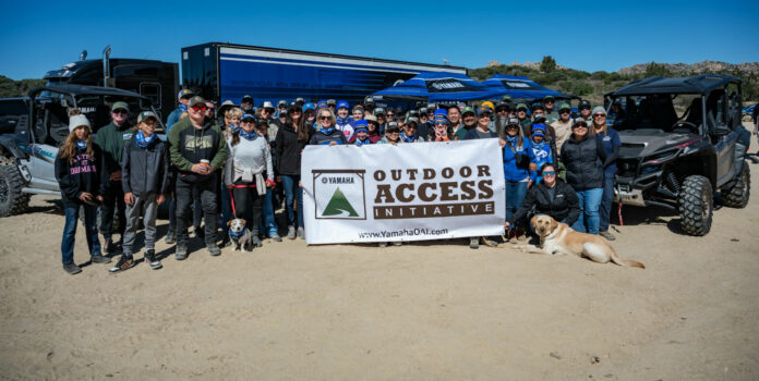 Volunteers from Yamaha Motor Corp., U.S.A. and the Southern California Mountains Foundation (SCMF) at a clean-up event at the Pinnacles OHV Staging Area in the San Bernardino National Forest, in Southern California. Photo courtesy Yamaha Motor Corp., U.S.A.