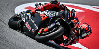 Maverick Vinales (12), as seen at Catalunya. Photo courtesy Aprilia.