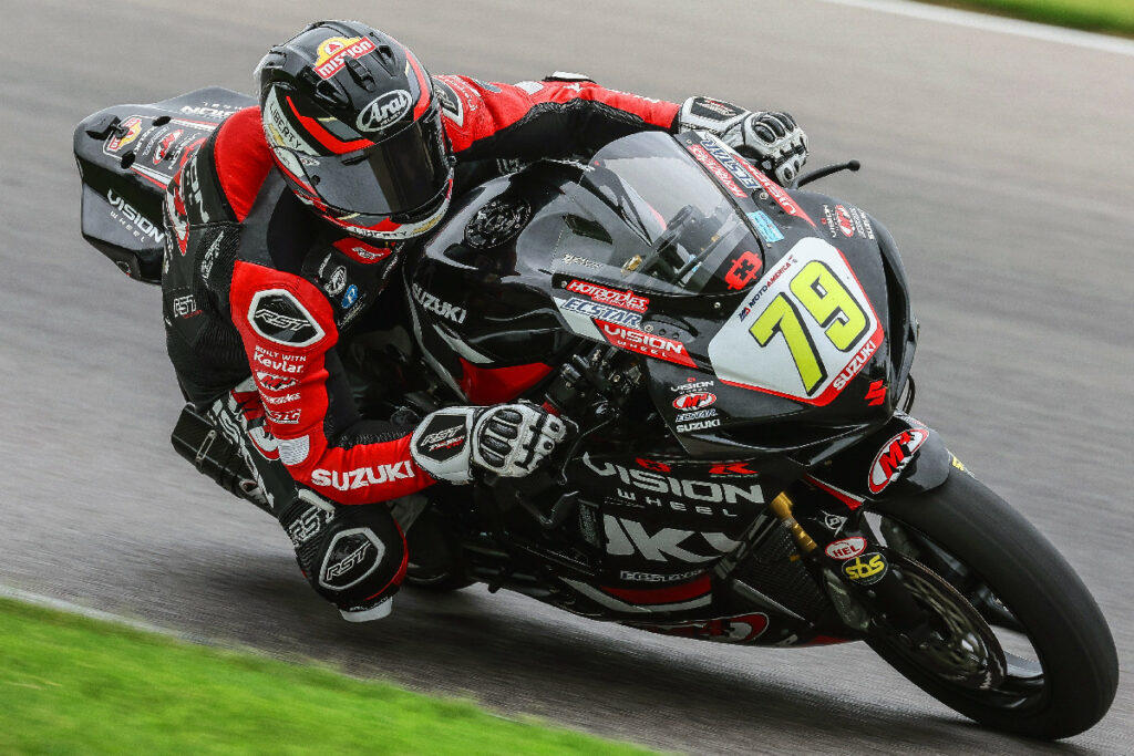 Teagg Hobbs (79) earned championship points finishing both Supersport races just outside the top ten. Photo by Brian J. Nelson, courtesy Suzuki Motor USA, LLC.