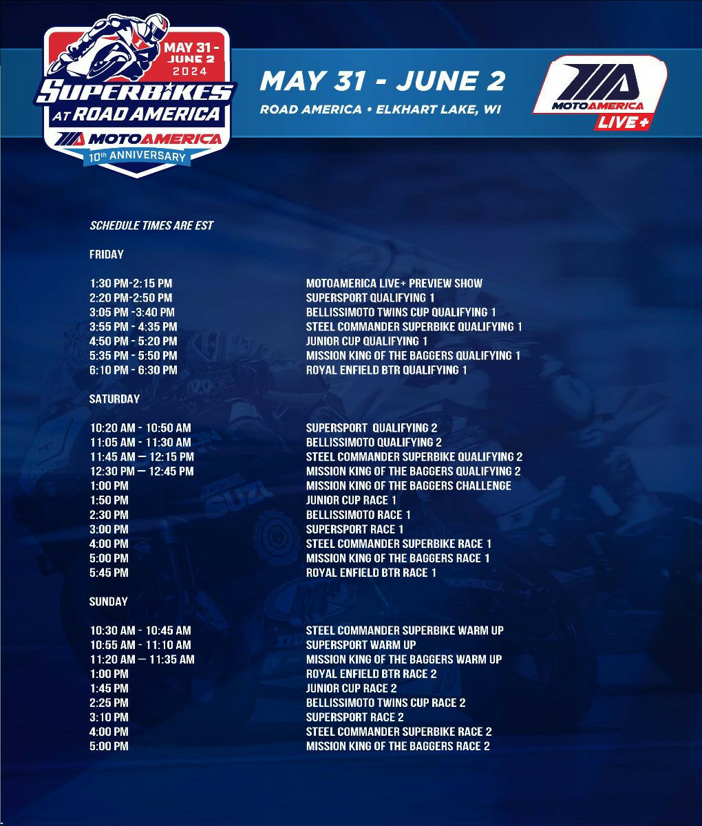 MotoAmerica How To Watch The Action From Road America Roadracing