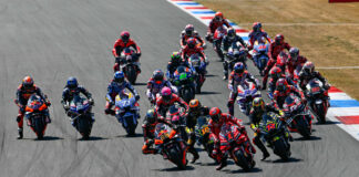The start of the MotoGP race at Assen in 2023. Photo courtesy Dorna.