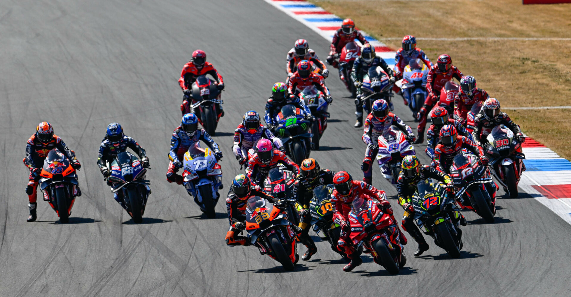 The start of the MotoGP race at Assen in 2023. Photo courtesy Dorna.