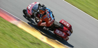 The Mission King Of The Baggers will be led into Brainerd International Raceway by championship points leader Troy Herfoss (17). The Australian will be pulling double duty this weekend as he will also race in the Steel Commander Superbike class. Photo by Brian J. Nelson.