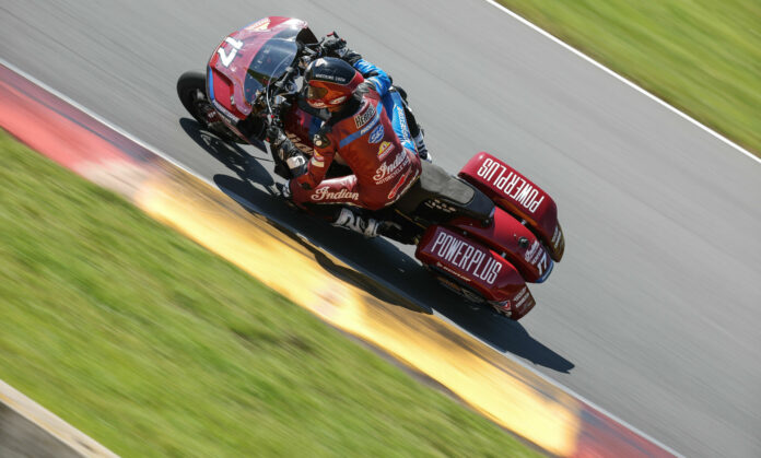 The Mission King Of The Baggers will be led into Brainerd International Raceway by championship points leader Troy Herfoss (17). The Australian will be pulling double duty this weekend as he will also race in the Steel Commander Superbike class. Photo by Brian J. Nelson.