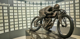 The Glory Days sculpture inside the AMA Motorcycle Hall of Fame. Photo courtesy AMA.