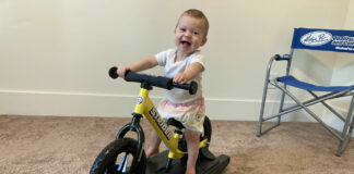 Olivia Grace "OG" Barnes and her Strider. Photo by Anne Barnes.