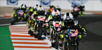 Action from the 2023 FIM MiniGP World Finals in Valencia, Spain. Photo by Lukasz Swiderek/PSP, courtesy Dorna.